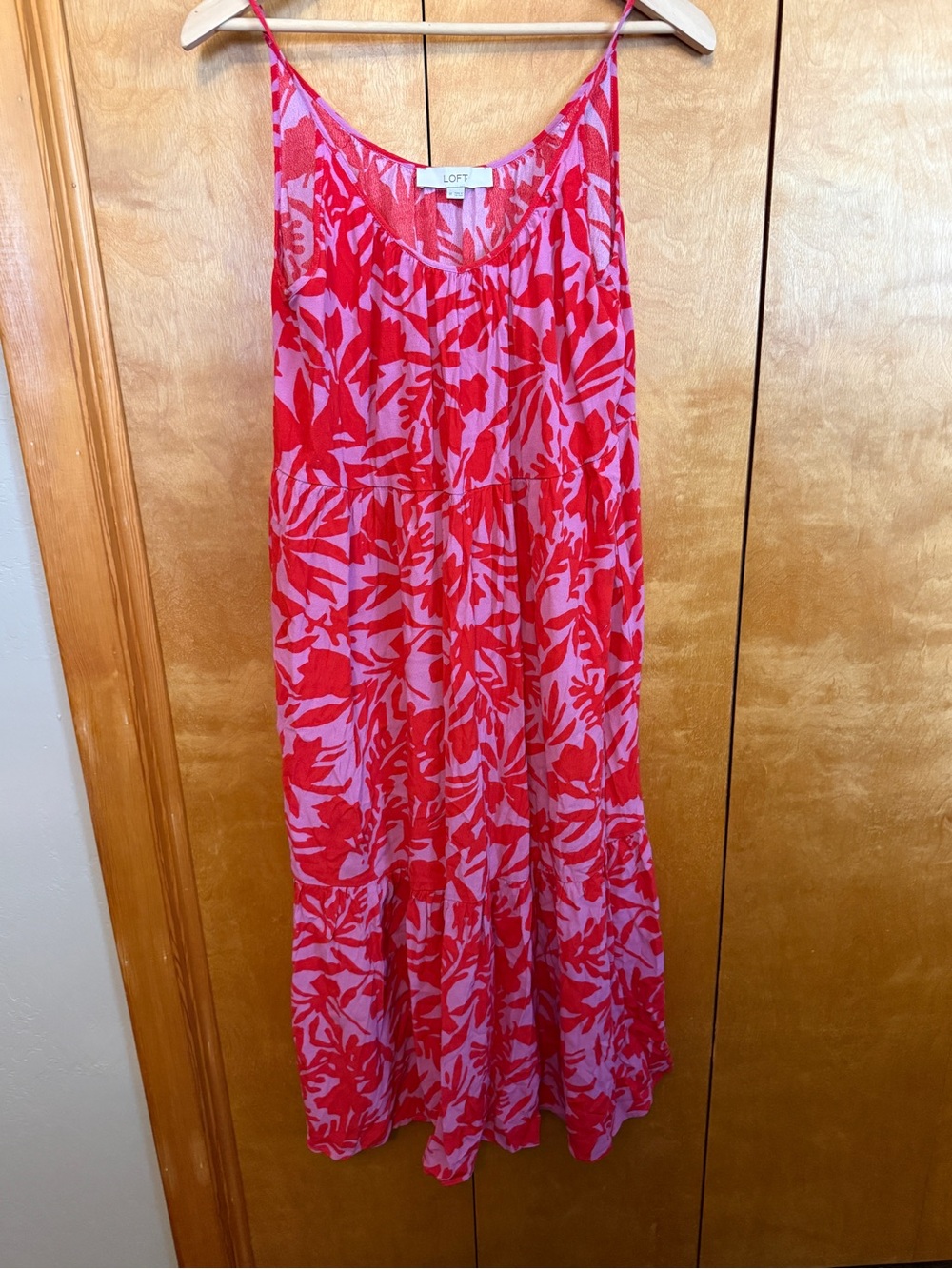 LOFT Pink & Red Floral Maxi Sundress Size Medium - Picture 3 of 9